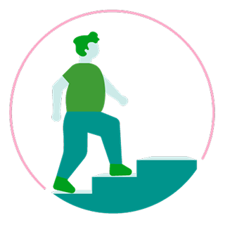 Person walking up stairs icon
