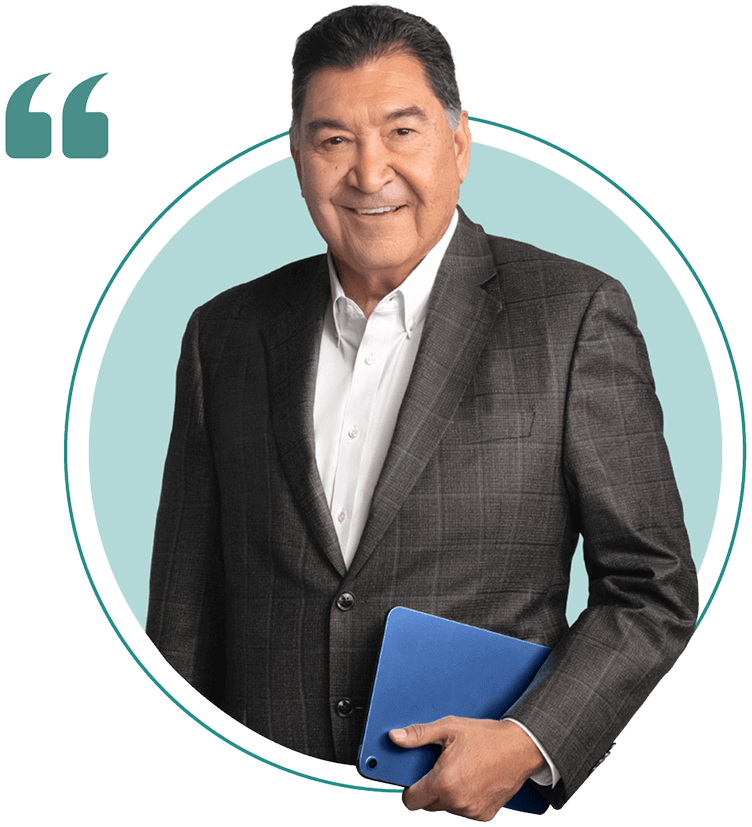 Dr. Campos holding a tablet