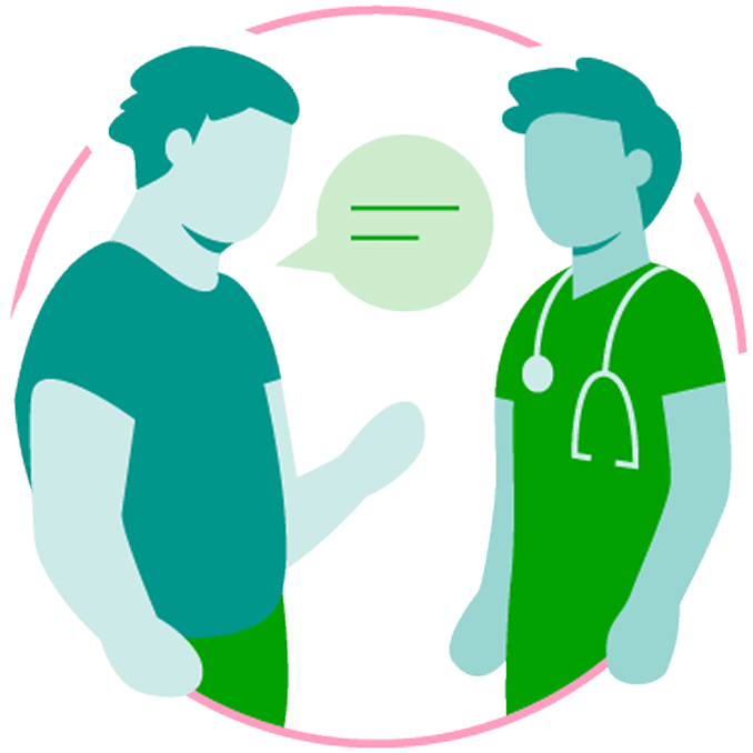 Patient talking to HCP icon