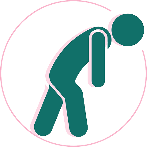 Person slumped over icon